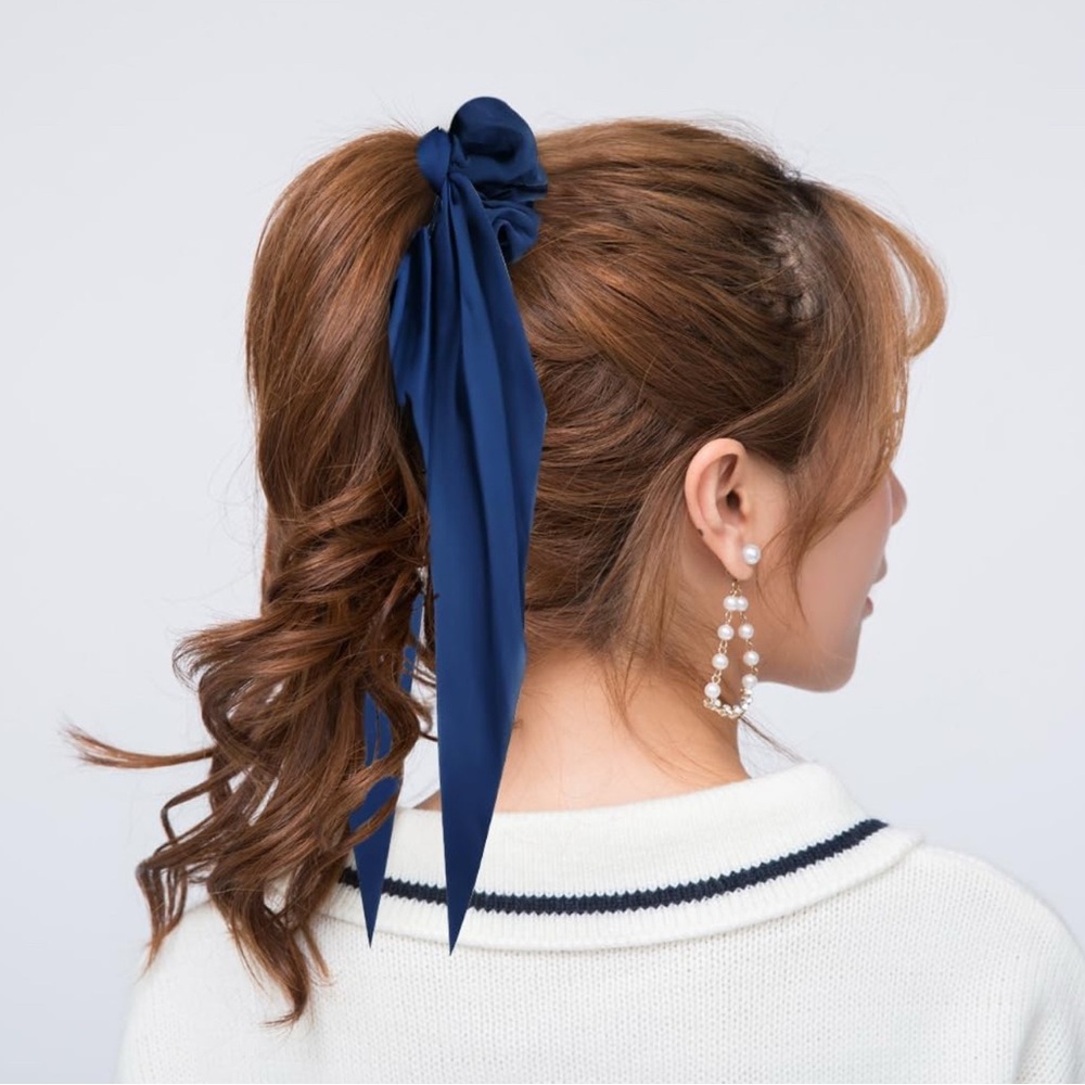 Fashion Navy Scarf Hair Tie